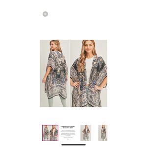 Butterfly Dsigns Black Floral Boho Kimono Cardigan One Size